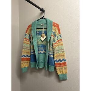 NWT FAHERTY Palm Isle 100% Organic Cotton Cardigan sweater size Small MSRP $298